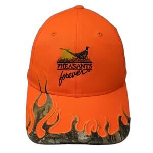 Pheasants Forever Baseball Cap Hat Orange Brown Camo Flame OS Strapback Hunting